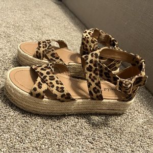 Cheetah wedge sandal size 10